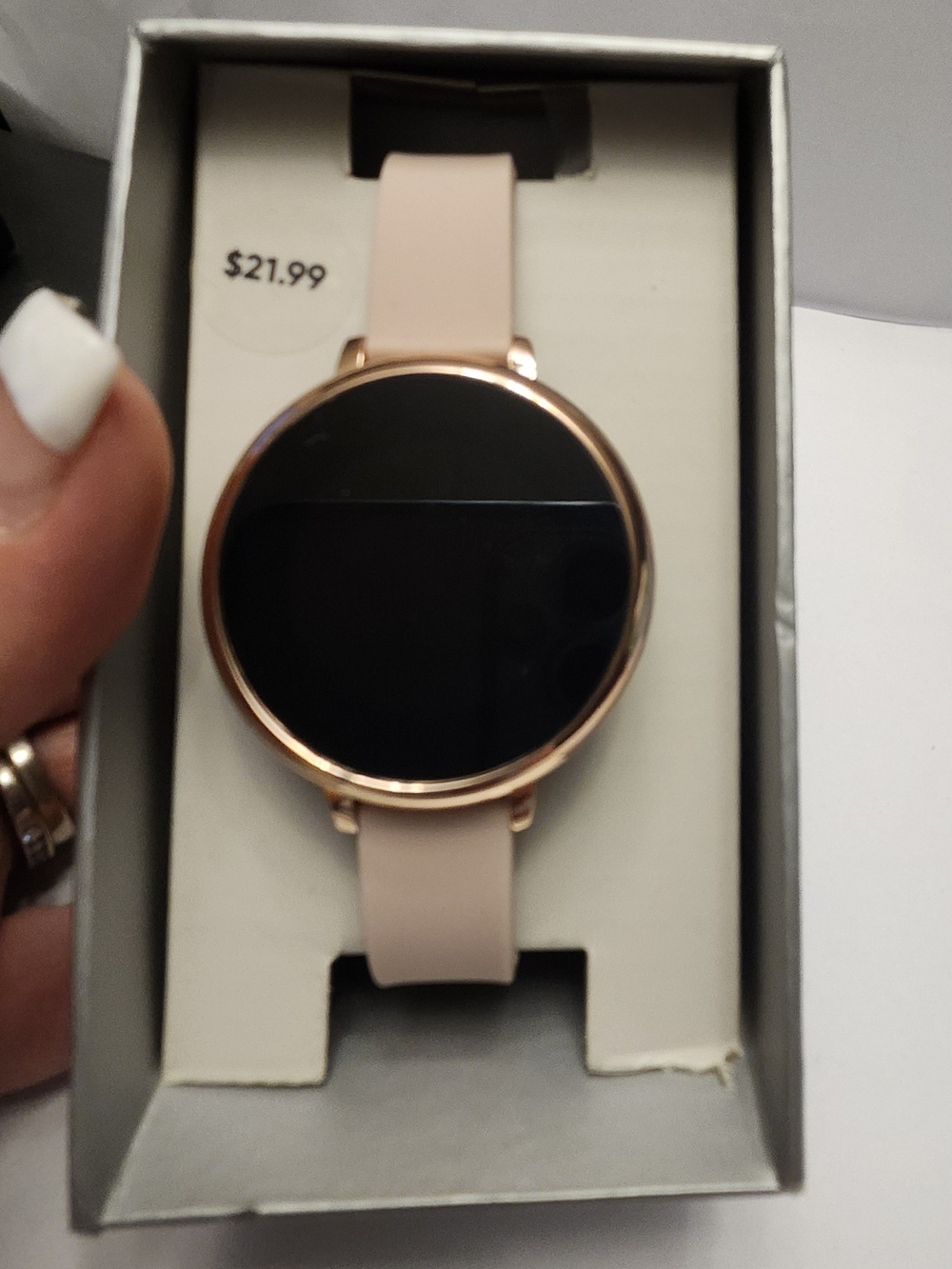 Round Rose Gold Smartwatch with Blush Pink Band
